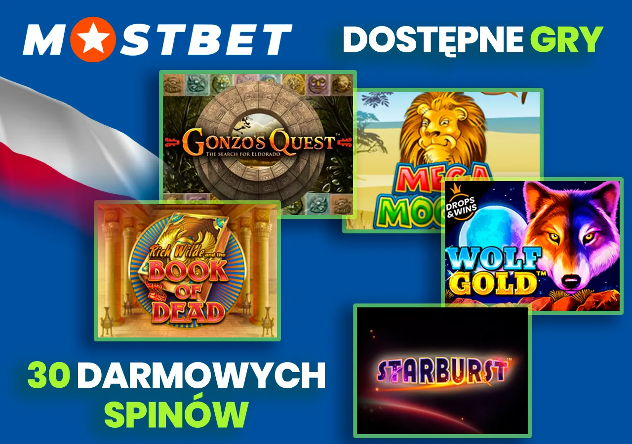 Sprawdź listę dostępnych gier, w których możesz skorzystać z 30 darmowych spinów